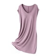 thumbnail image 1 of Womens T-Shirt Nightgowns Short Sleeve 2025 Casual Sleep Dress Soft Comfy Sleeveless Sleepwear V Neck Nightwear Loungewear Ladies Nightgowns Cotton Purple One Size, 1 of 5