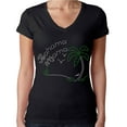 thumbnail image 1 of Womens T-Shirt Rhinestone Bling Black Tee Bahama Mama Mom Mother V-Neck Small, 1 of 2