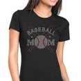 thumbnail image 1 of Womens T-Shirt Rhinestone Bling Black Tee Baseball Mom Bats Ball Crew Neck Large, 1 of 2