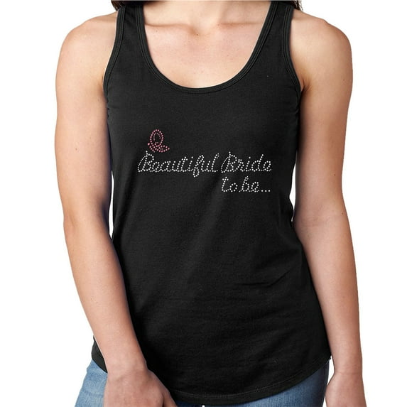 Womens T-Shirt Rhinestone Bling Black Tee Beautiful Bride To Be Butterfly Tank Racer Back XX-Large