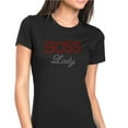 thumbnail image 1 of Womens T-Shirt Rhinestone Bling Black Tee Boss Lady Red White Sparkle Crew Neck X-Large, 1 of 2