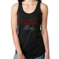 thumbnail image 1 of Womens T-Shirt Rhinestone Bling Black Tee Boss Lady Red White Sparkle Tank Racer Back Small, 1 of 2