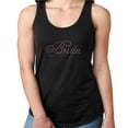 thumbnail image 1 of Womens T-Shirt Rhinestone Bling Black Tee Bride Script Pink Sparkle Tank Racer Back Medium, 1 of 2