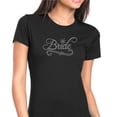 thumbnail image 1 of Womens T-Shirt Rhinestone Bling Black Tee Bride Script White Sparkle Crew Neck Large, 1 of 1
