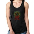 thumbnail image 1 of Womens T-Shirt Rhinestone Bling Black Tee Christmas Wreath Red Green Tank Racer Back Large, 1 of 2