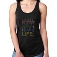 thumbnail image 1 of Womens T-Shirt Rhinestone Bling Black Tee Don't Put Off Your Happy Life Tank Racer Back X-Large, 1 of 2