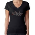 thumbnail image 1 of Womens T-Shirt Rhinestone Bling Black Tee Easter Weekend Bunny Ears V-Neck Small, 1 of 2