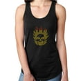 thumbnail image 1 of Womens T-Shirt Rhinestone Bling Black Tee Fire Flames Skull Tank Racer Back Medium, 1 of 2