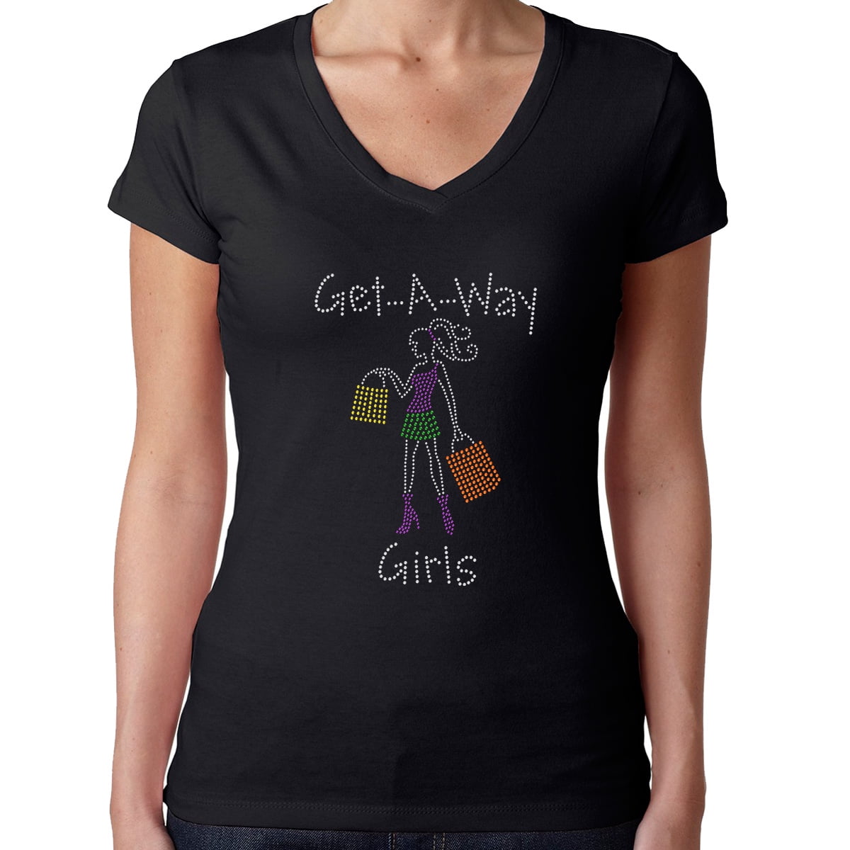 Womens-T-Shirt-Rhinestone-