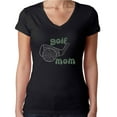 thumbnail image 1 of Womens T-Shirt Rhinestone Bling Black Tee Golf Mom Sparkle White Green V-Neck XX-Large, 1 of 2