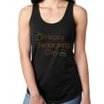 thumbnail image 1 of Womens T-Shirt Rhinestone Bling Black Tee Happy Thanksgiving Pumpkin Tank Racer Back Medium, 1 of 2