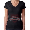 thumbnail image 1 of Womens T-Shirt Rhinestone Bling Black Tee Happy Valentines Day Love Heart V-Neck XX-Large, 1 of 2