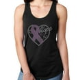 thumbnail image 1 of Womens T-Shirt Rhinestone Bling Black Tee Hope Heart Pink Ribbon Tank Racer Back Small, 1 of 2