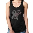 thumbnail image 1 of Womens T-Shirt Rhinestone Bling Black Tee Hope Pink Ribbon Tank Racer Back X-Large, 1 of 2