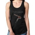 thumbnail image 1 of Womens T-Shirt Rhinestone Bling Black Tee I Do Hair Hairdryer Salon Tank Racer Back Large, 1 of 2