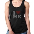 thumbnail image 1 of Womens T-Shirt Rhinestone Bling Black Tee I Love Me Red Heart Sparkle Tank Racer Back Large, 1 of 2