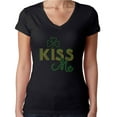 thumbnail image 1 of Womens T-Shirt Rhinestone Bling Black Tee Kiss Me Ireland I'm Irish V-Neck X-Large, 1 of 2