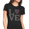 thumbnail image 1 of Womens T-Shirt Rhinestone Bling Black Tee LOVE USA Flag 4th of July Crew Neck XX-Large, 1 of 2
