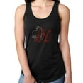 thumbnail image 1 of Womens T-Shirt Rhinestone Bling Black Tee Love Heart Red Tank Racer Back Large, 1 of 2