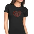 thumbnail image 1 of Womens T-Shirt Rhinestone Bling Black Tee Love Heart Shape Red Sparkle Crew Neck Large, 1 of 2