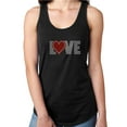 thumbnail image 1 of Womens T-Shirt Rhinestone Bling Black Tee Love Red Heart Sparkle Tank Racer Back Medium, 1 of 2