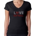 thumbnail image 1 of Womens T-Shirt Rhinestone Bling Black Tee Love Softball Red Heart Ball V-Neck X-Large, 1 of 2