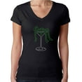 thumbnail image 1 of Womens T-Shirt Rhinestone Bling Black Tee Martini Glass Frog V-Neck XX-Large, 1 of 2