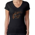 thumbnail image 1 of Womens T-Shirt Rhinestone Bling Black Tee Owl Tree Branch Halloween V-Neck Medium, 1 of 2