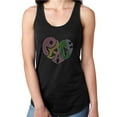 thumbnail image 1 of Womens T-Shirt Rhinestone Bling Black Tee Peace Heart Love Colors Tank Racer Back Large, 1 of 2
