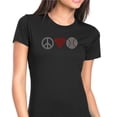 thumbnail image 1 of Womens T-Shirt Rhinestone Bling Black Tee Peace Love Baseball Red Heart Crew Neck XX-Large, 1 of 2