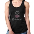 thumbnail image 1 of Womens T-Shirt Rhinestone Bling Black Tee Peace Love Dance Pink Heart Tank Racer Back XX-Large, 1 of 2