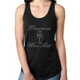thumbnail image 1 of Womens T-Shirt Rhinestone Bling Black Tee Princesses Wine Lot Glass Pink Tank Racer Back Medium, 1 of 1