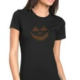thumbnail image 1 of Womens T-Shirt Rhinestone Bling Black Tee Pumpkin Face Halloween Crew Neck Large, 1 of 2