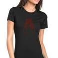 thumbnail image 1 of Womens T-Shirt Rhinestone Bling Black Tee Red Ballet Slippers Crew Neck Small, 1 of 2