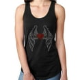 thumbnail image 1 of Womens T-Shirt Rhinestone Bling Black Tee Red Heart Wings Angel Tank Racer Back Small, 1 of 2