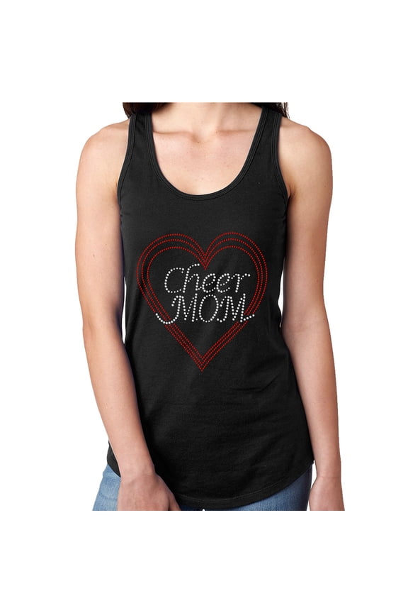 Womens T-Shirt Rhinestone Bling Black Tee Red White Sparkle Gothic Cross Tank Racer Back Large