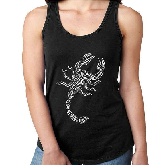 Womens T-Shirt Rhinestone Bling Black Tee Scorpion White Sparkle Tank Racer Back Large
