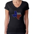 thumbnail image 1 of Womens T-Shirt Rhinestone Bling Black Tee Texas Flag Map V-Neck X-Large, 1 of 2