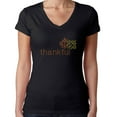 thumbnail image 1 of Womens T-Shirt Rhinestone Bling Black Tee Thanksgiving Thankful Autumn V-Neck XX-Large, 1 of 2