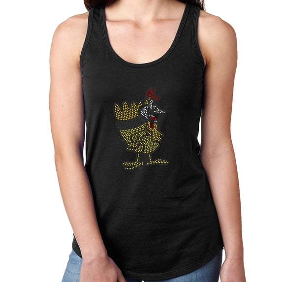 Womens T-Shirt Rhinestone Bling Black Tee Thanksgiving Turkey Funny Tank Racer Back X-Large