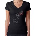 thumbnail image 1 of Womens T-Shirt Rhinestone Bling Black Tee Tribal Sparkle Butterfly V-Neck Small, 1 of 2