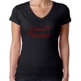 thumbnail image 1 of Womens T-Shirt Rhinestone Bling Black Tee Wanna Cuddle Hearts Red Sparkle V-Neck XX-Large, 1 of 2