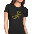 thumbnail image 1 of Womens T-Shirt Rhinestone Bling Black Tee Yellow Lizard Crew Neck XX-Large, 1 of 2