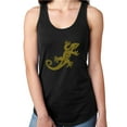 thumbnail image 1 of Womens T-Shirt Rhinestone Bling Black Tee Yellow Lizard Tank Racer Back Small, 1 of 2