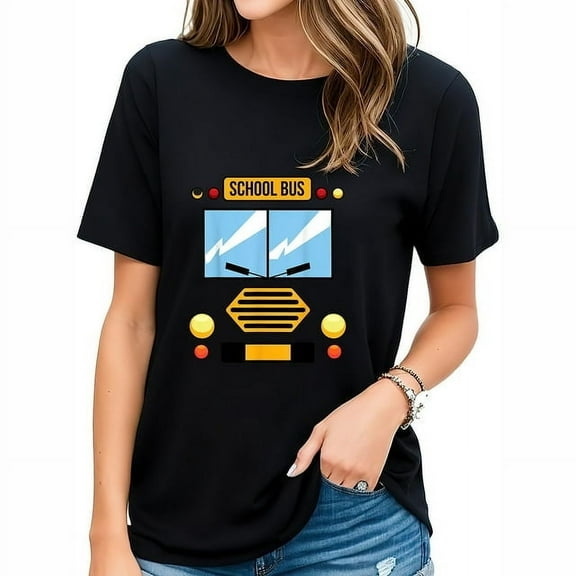 Womens T Shirt School Bus Costume Cool Easy Vehicle Halloween Gift Shirts Black
