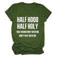 thumbnail image 1 of Womens T Shirt Short Sleeve Cat Printing Letter School Outfits for Teachers,Green,XL, 1 of 2