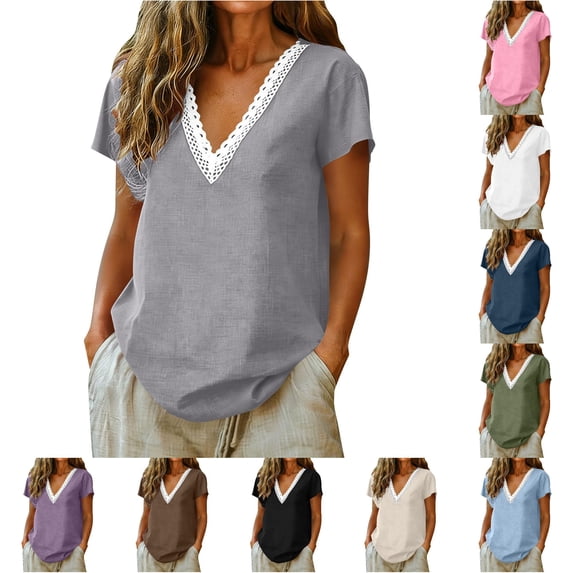Womens T Shirt Short Sleeve V Neck Shirts for Women Summer Tops for Womens Soft Women Shirt