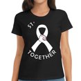 thumbnail image 1 of Womens T Shirt Stronger Together Pink Ribbon Support Breast Cancer Awareness Shirts Black 2XL, 1 of 5