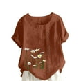 thumbnail image 1 of Womens T Shirt Summer Plus Size Tops Summer Casual Round Neck Short Sleeve Flower Printing Loose Shirt Tops (Size:S-5XL), 1 of 4