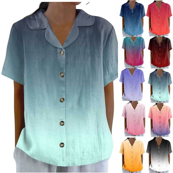 Womens T-Shirt Summer Tops Women' Non Positioning Printed Short Sleeves T-shirt Loose Casual Top Casual Outfits Dark Blue L